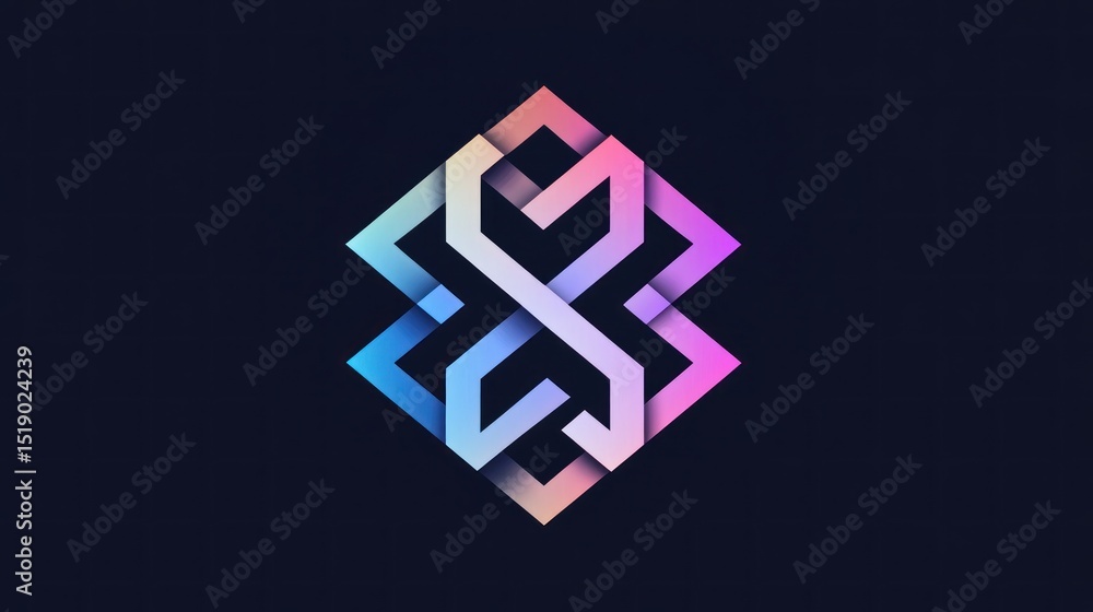 Obraz premium Abstract geometric logo design. Intertwined shapes create a vibrant symbol