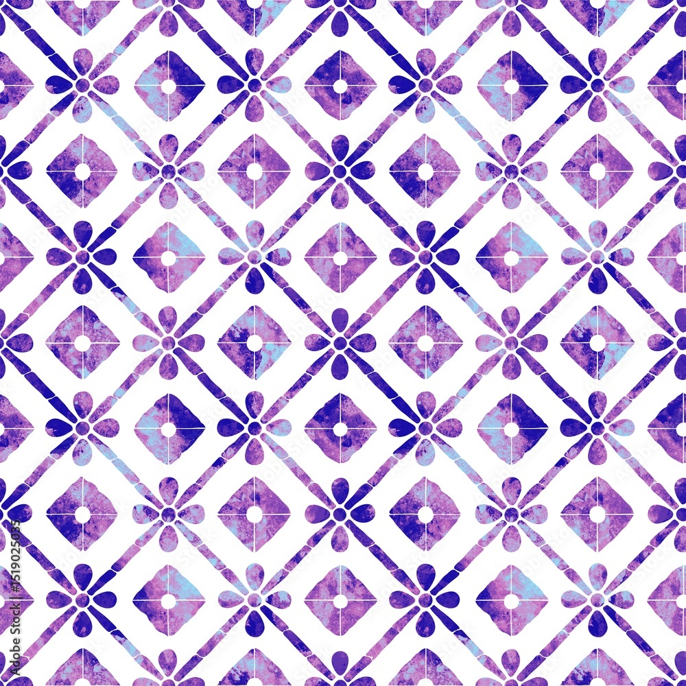 Fototapeta premium colorful seamless pattern, geometric elements in purple on white background 