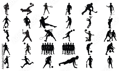 Sports Silhouettes Vector Collection – Athletes in Action Playing Games