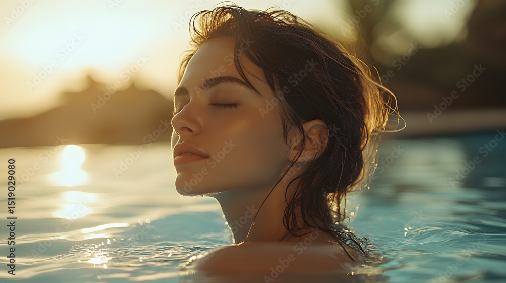 Woman enjoying spa. Swimming pool, water play, hot spring concept. Woman enjoying spa. Swimming pool, water play, hot spring concept.