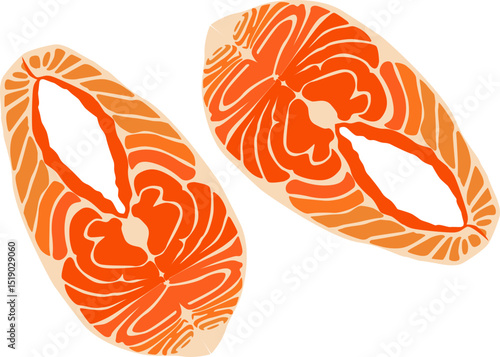 Illustration of Two Salmon Steaks