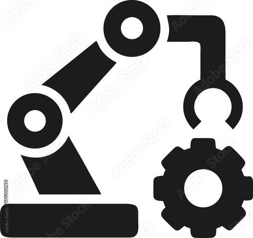 Silhouette design of robotic arm placing gear into a machine system