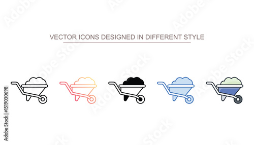 Wheelbarrow icon design with white background stock illustration