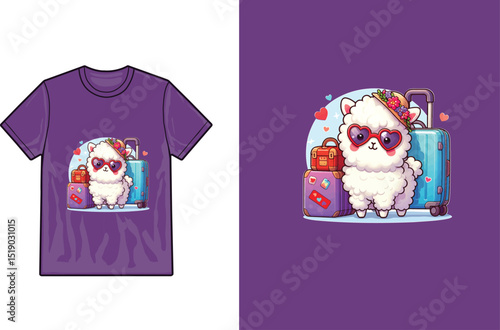 alpaca cute t shirt design