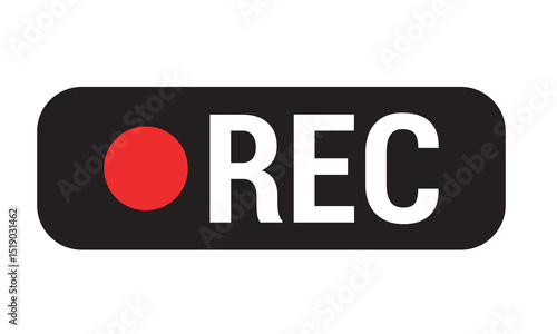 Rec icons. Of record buttons. Video recording Sign. Red and black symbol for the start of recording audio or video on camera. Logo for livestream on computer or radio. Web player technology. Vector.