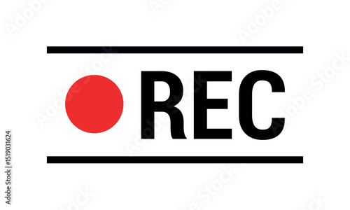 Rec icons. Of record buttons. Video recording Sign. Red and black symbol for the start of recording audio or video on camera. Logo for livestream on computer or radio. Web player technology. Vector.