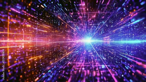 Wallpaper Mural Abstract digital tunnel with bright neon lights. Torontodigital.ca