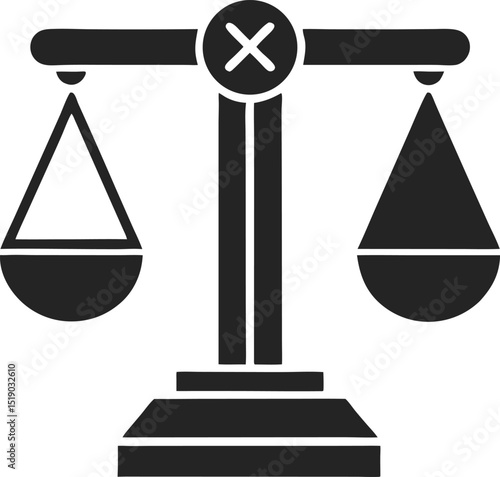 Elegant vector silhouette of a balancing scale representing justice and fairness