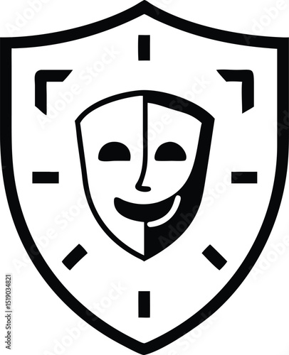 Black silhouette shield design illustrating deepfake detection and verification
