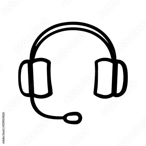 Headset doodle vector icon