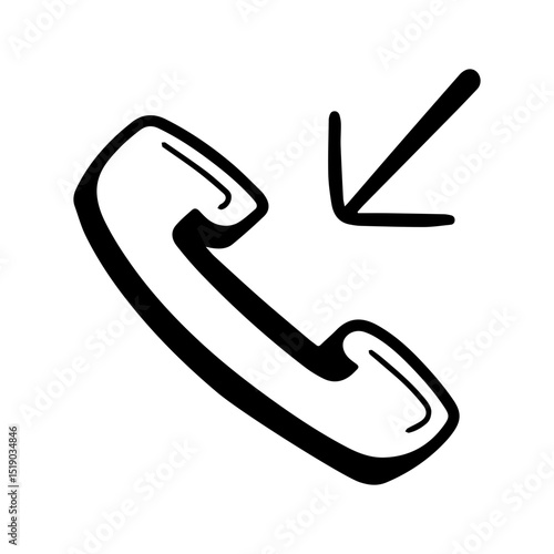 Incoming call doodle vector icon