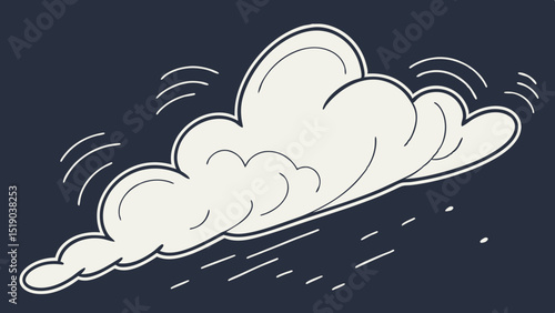 Isolated cloud on transparent background, seamless animation loop, ready of compositing dark background.