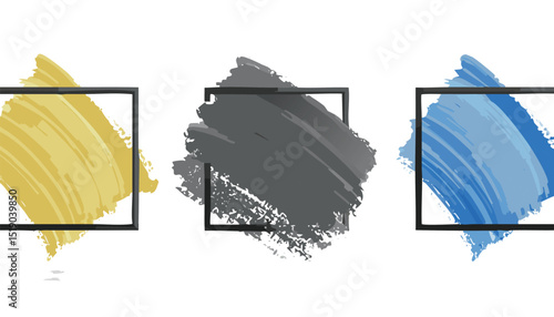 Frame box with brush crayon texture. Square shape for text. Color vector background. Paint border, cute hand drawn paper design. Doodle stroke, rectangle pastel or chalk elements.design, vector, 
