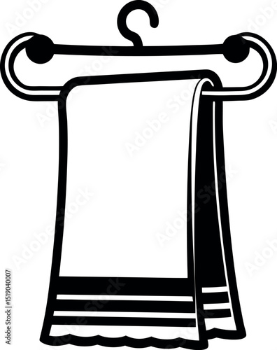 Towel hanging on a decorative towel rack vector silhouette Generative AI
