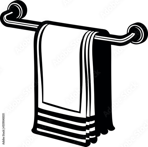 Illustration of a Towel on a Metal Bar vector silhouette Generative AI