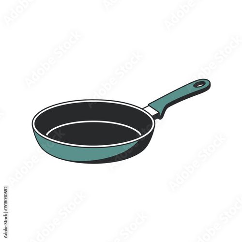 Vector illustration of a teal frying pan cooking pan isolated on a white background ideal for kitchen design food preparation and culinary themed projects