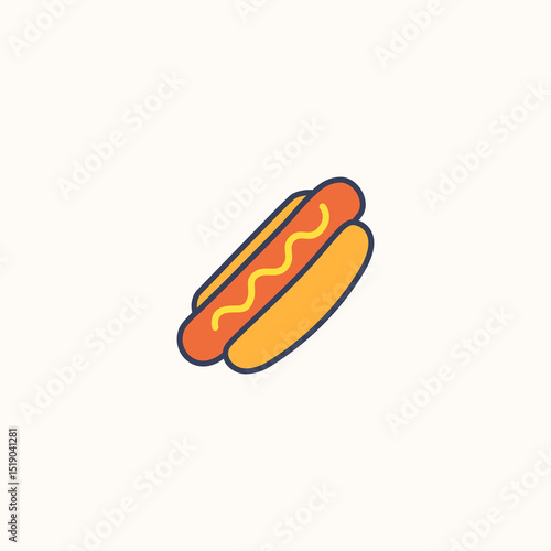 Hot Dog Icon – Flat Fast Food Illustration