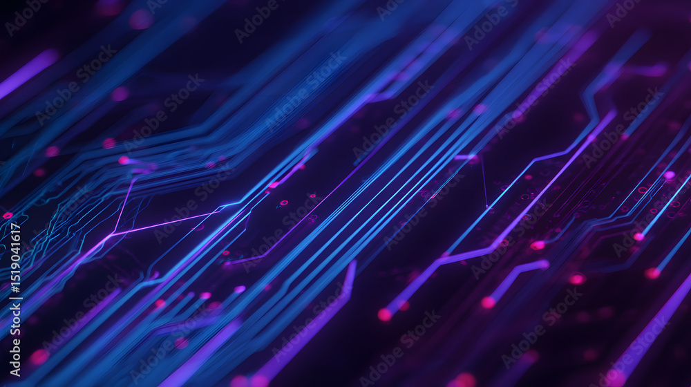 Obraz premium Futuristic glowing circuits with neon lights, symbolizing advanced technology and digital innovation