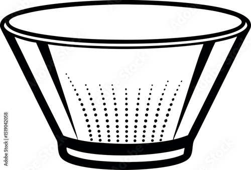 Colander illustration with simple lines and filled circles vector silhouette Generative AI