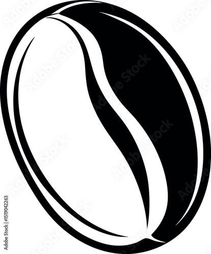 Simple stylized black and white coffee bean illustration for menus and logos vector