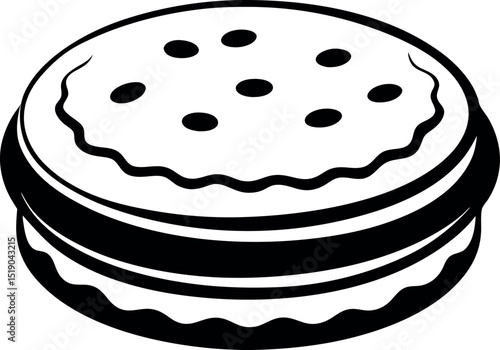 A round chocolate chip cream cookie vector silhouette Generative AI