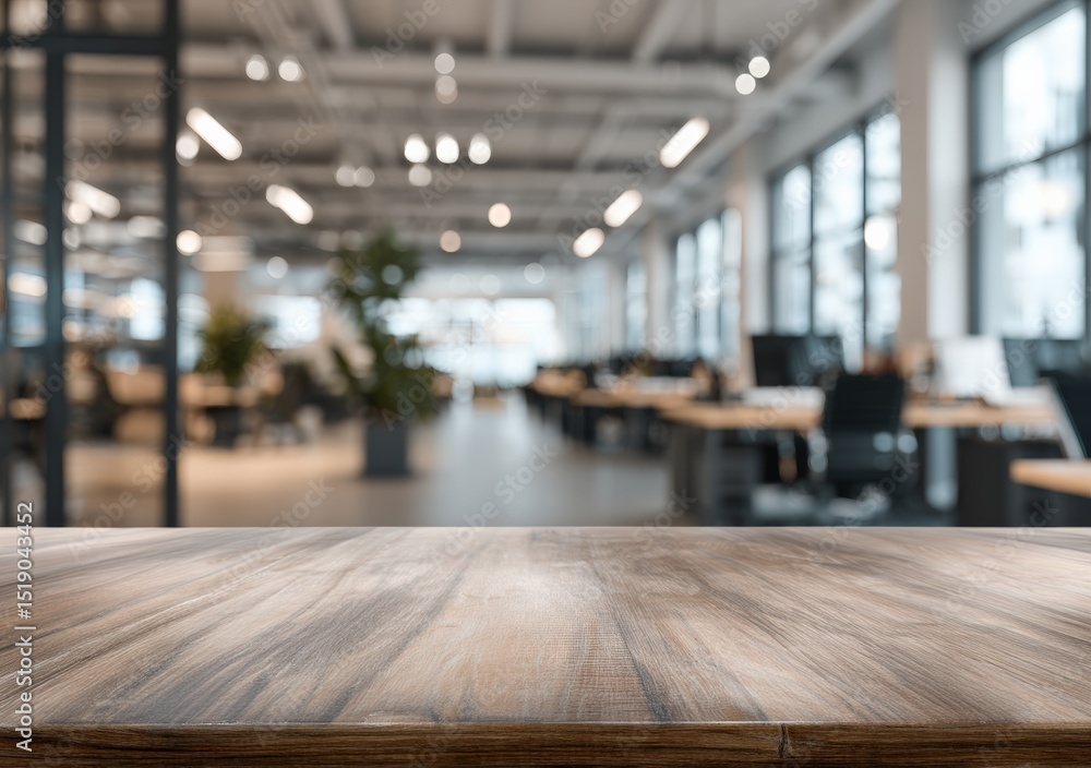 custom made wallpaper toronto digitalEmpty wooden desk for displaying products with a blurred office in the background, creating a professional and modern workspace