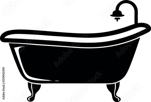 Elegant Bathtub Illustration with Claw Feet and Classic Faucet Design