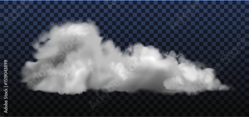 Realistic smoke effect. White clouds from car wheels with transparency. Speed road dust illustration. Steam spray design element
