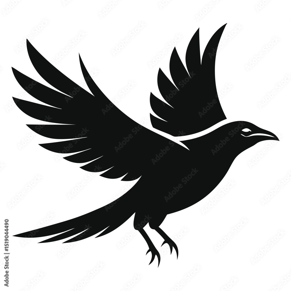 Fototapeta premium Black silhouette of a bird in flight