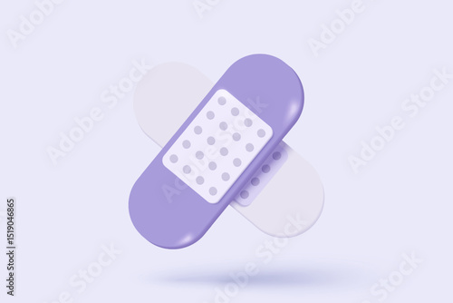 3d medical plaster icon sign. Adhesive bandage for aid of wound. breathable bandage for accident or surgery. Medicine plaster strips for first aid. 3d health care icon vector render illustration