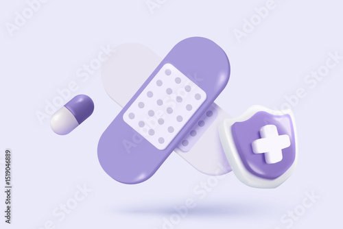 3d pharmacy drug for health pharmaceutical icon signs. cardiology of first aid and health care concepts. Medical symbol of emergency help with clinical. 3d heal medic icon vector render illustration