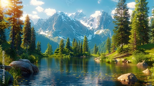 landscape with lake and mountains,A Mountain Lake in the Hills HD 8k wallpaper photographic image