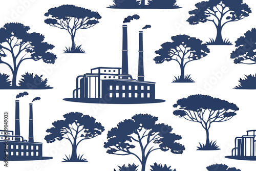 set of silhouettes of city