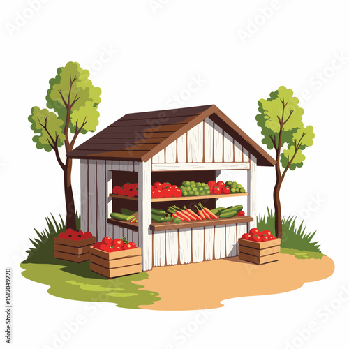 Rustic farm stand showcasing fresh produce, healthy living