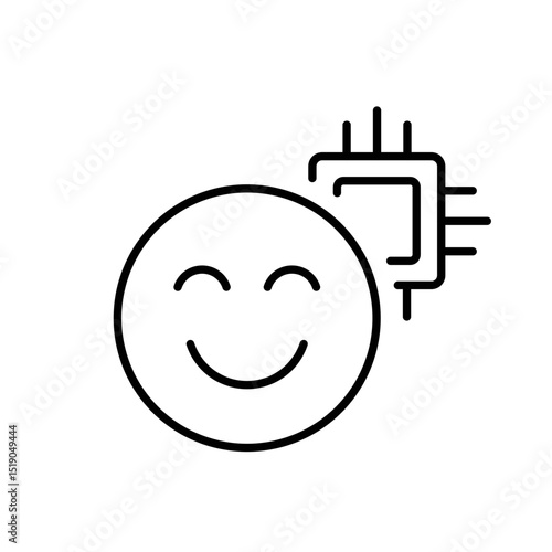 Line icon of AI emotional feedback with editable stroke used in smart learning psychology tools