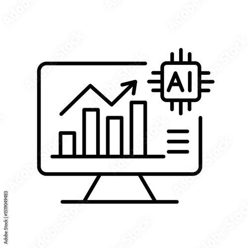 Line icon of AI performance analytics with editable stroke for dashboards and academic tracking systems