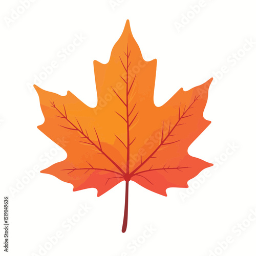 Vibrant orange maple leaf on crisp white background, autumn symbolism