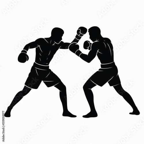 Intense Boxing Match Silhouette Two Boxers Facing Off