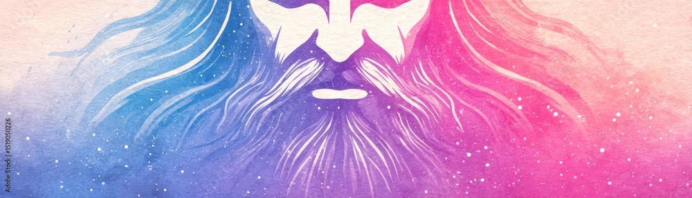 Fototapeta premium Jesus Christ with a long beard and mustache on an abstract background with copy space