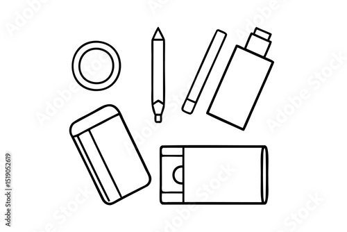 Simple line art illustration of everyday carry items