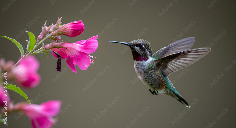 Fototapeta premium Hummingbird Hovering Near Flower