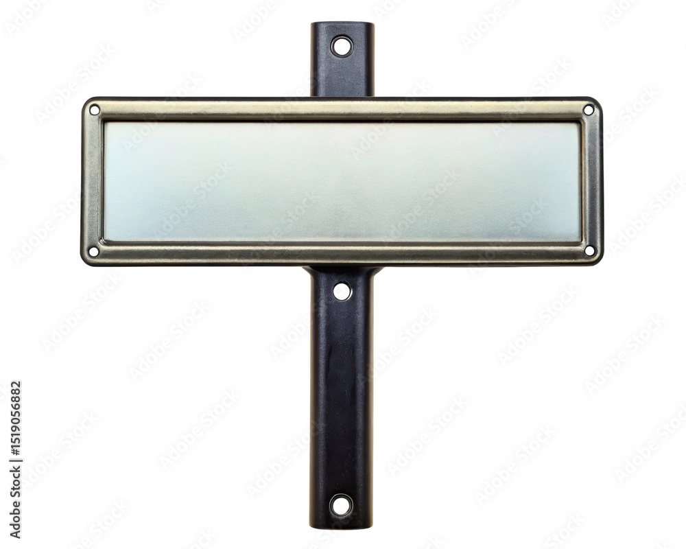 Fototapeta premium Metal frame sign holder with a blank white display on a transparent background