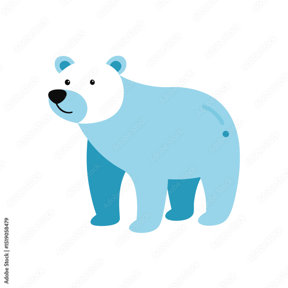 Naklejka premium Cute Polar Bear Vector Doodle Clipart Winter