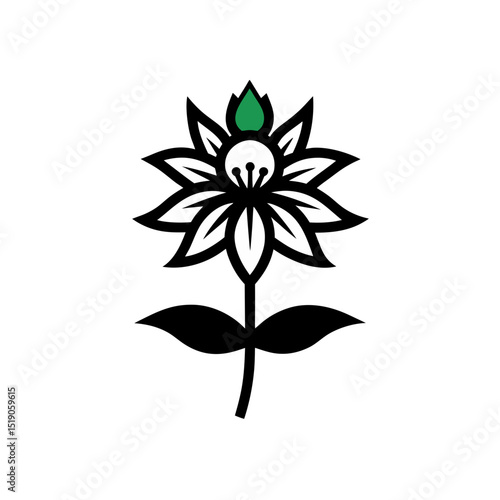 Bee Balm Clip Art Doodle Vector on White Background