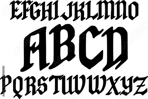 An elegant and traditional set of uppercase letters A to Z in a classic Blackletter Gothic style. This vintage-inspired typeface is perfect for medieval-themed projects, tattoos, certificates, brandin