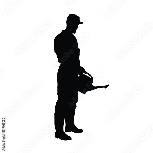 Silhouette of Person Holding a Watering Can
