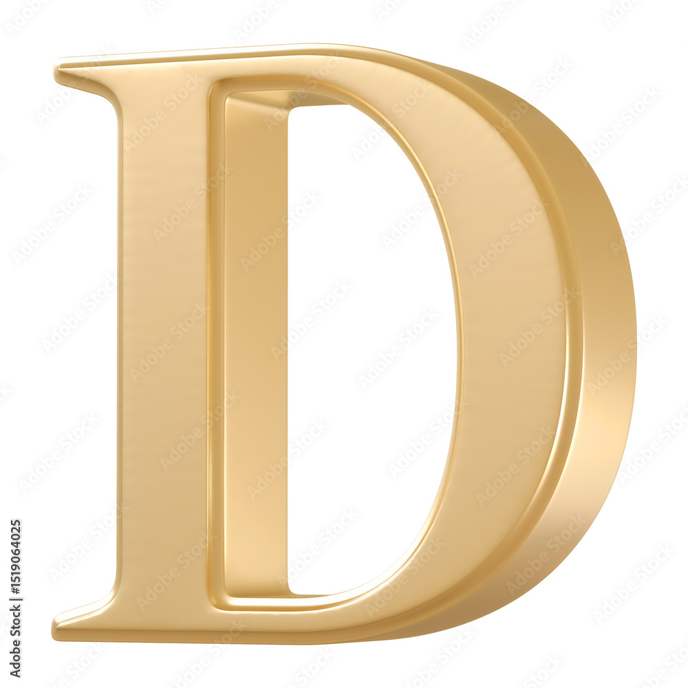 3D golden font letter D 3D golden font letter D