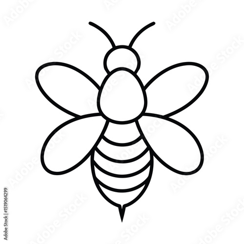 Bee  line art vector illustration 