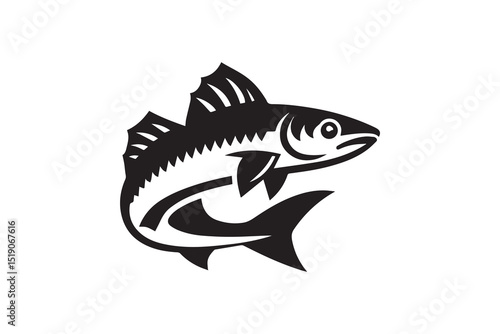 Sturgeon vector silhouette isolated in white background