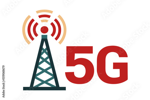 5G Tower Wireless Signal Vector Illustration Design